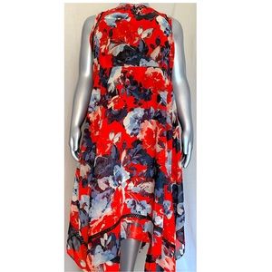 Taylor Navy/Red Floral Handkerchief Dress 24W